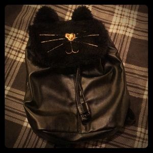 Black Cat Faux Fur Mini Backpack Kohls Never Used